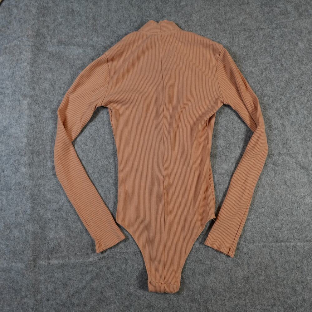Reformation Bodysuit Womens Extra Small Grady Ribbed Tie Neck Deep V Buff Tan - Picture 4 of 10